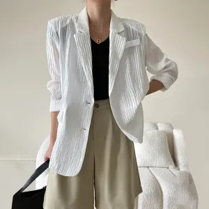 Minimalist Solid Autumn Blazers For Women Notched Collar Long Sleeve Patchwork Single Breasted Blazer Female