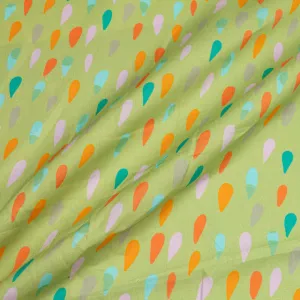 Multi 'Petal' Printed Sage Green Pure Linen