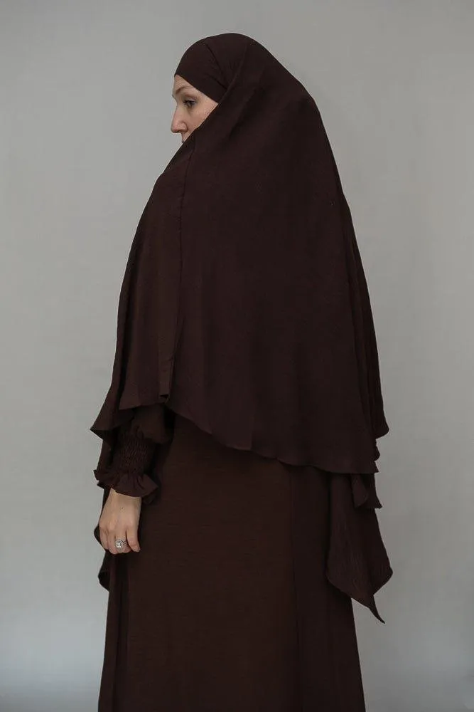 One layer khimar in Dark Coffee