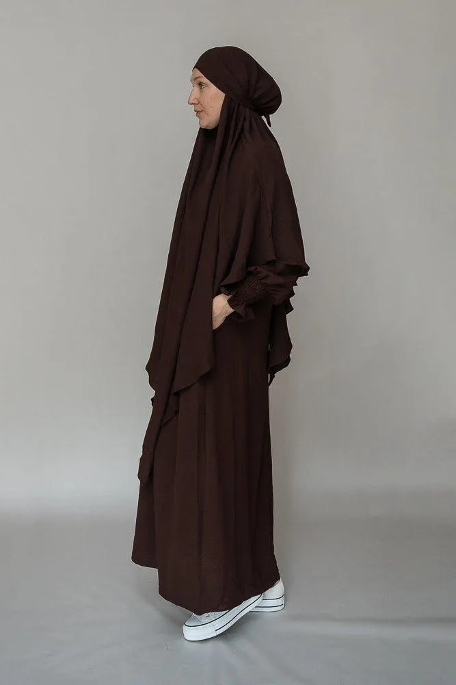 One layer khimar in Dark Coffee