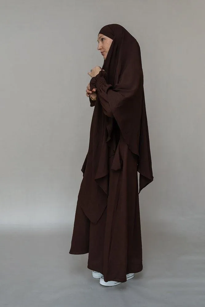 One layer khimar in Dark Coffee