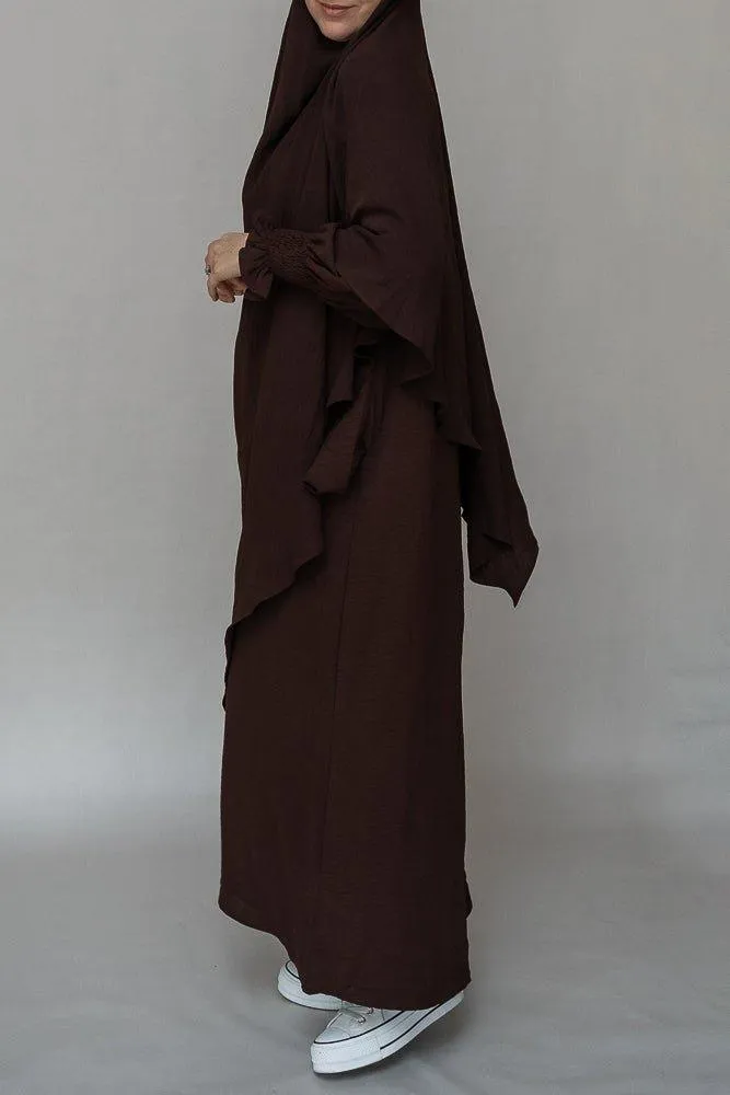 One layer khimar in Dark Coffee