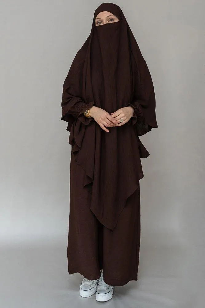 One layer khimar in Dark Coffee