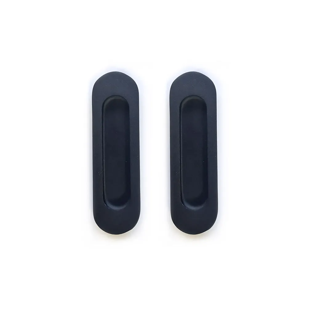 One Pair of Burbank 120mm Sliding Door Oval Flush Pulls - Matt Black Finish