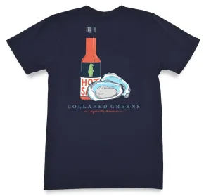 Oysters and Hot Sauce: Short Sleeve T-Shirt - Navy