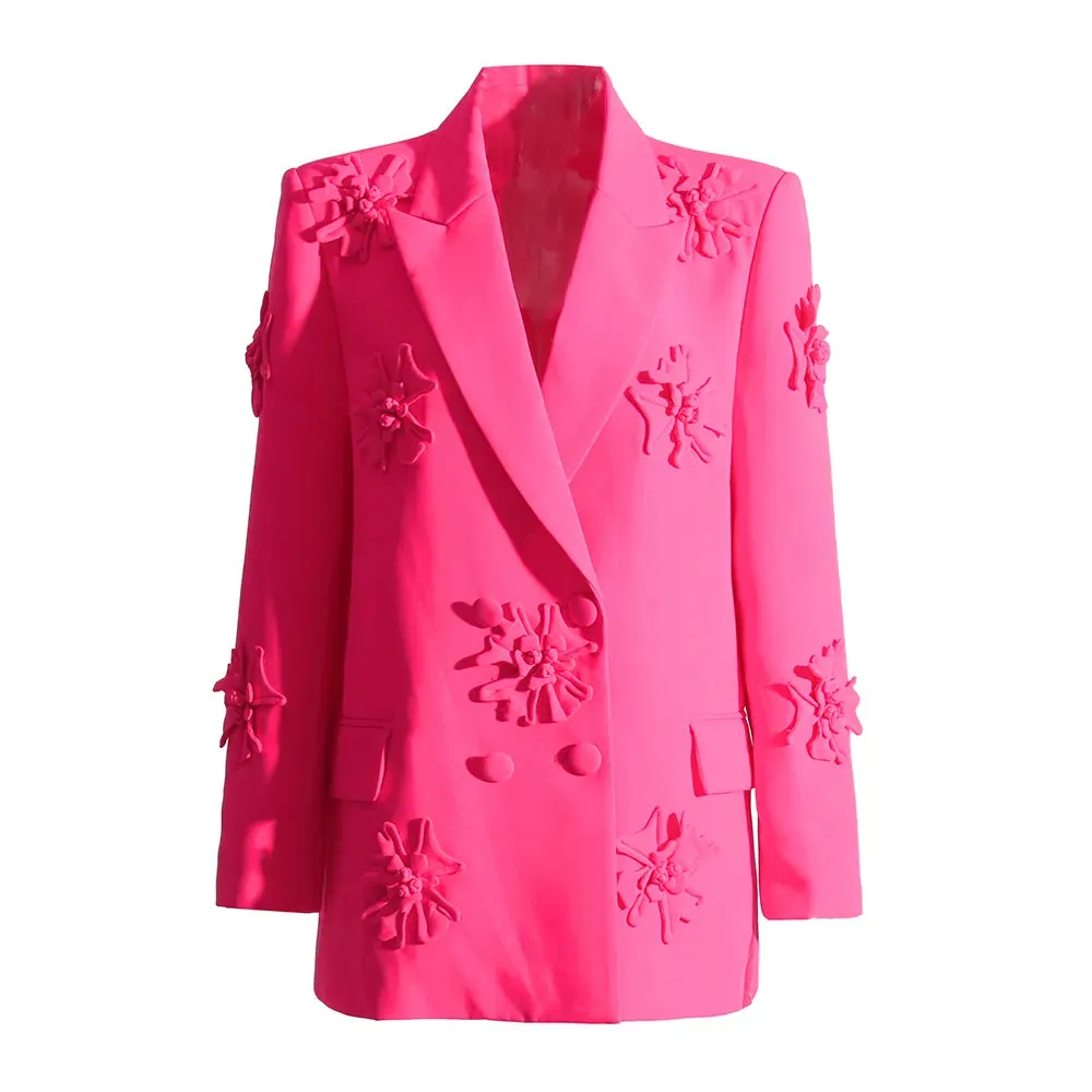 Patchwork Floral Blazers For Women Notched Collar Long Sleeve Slim Temperament Blazer Female Fashion Style Clothing