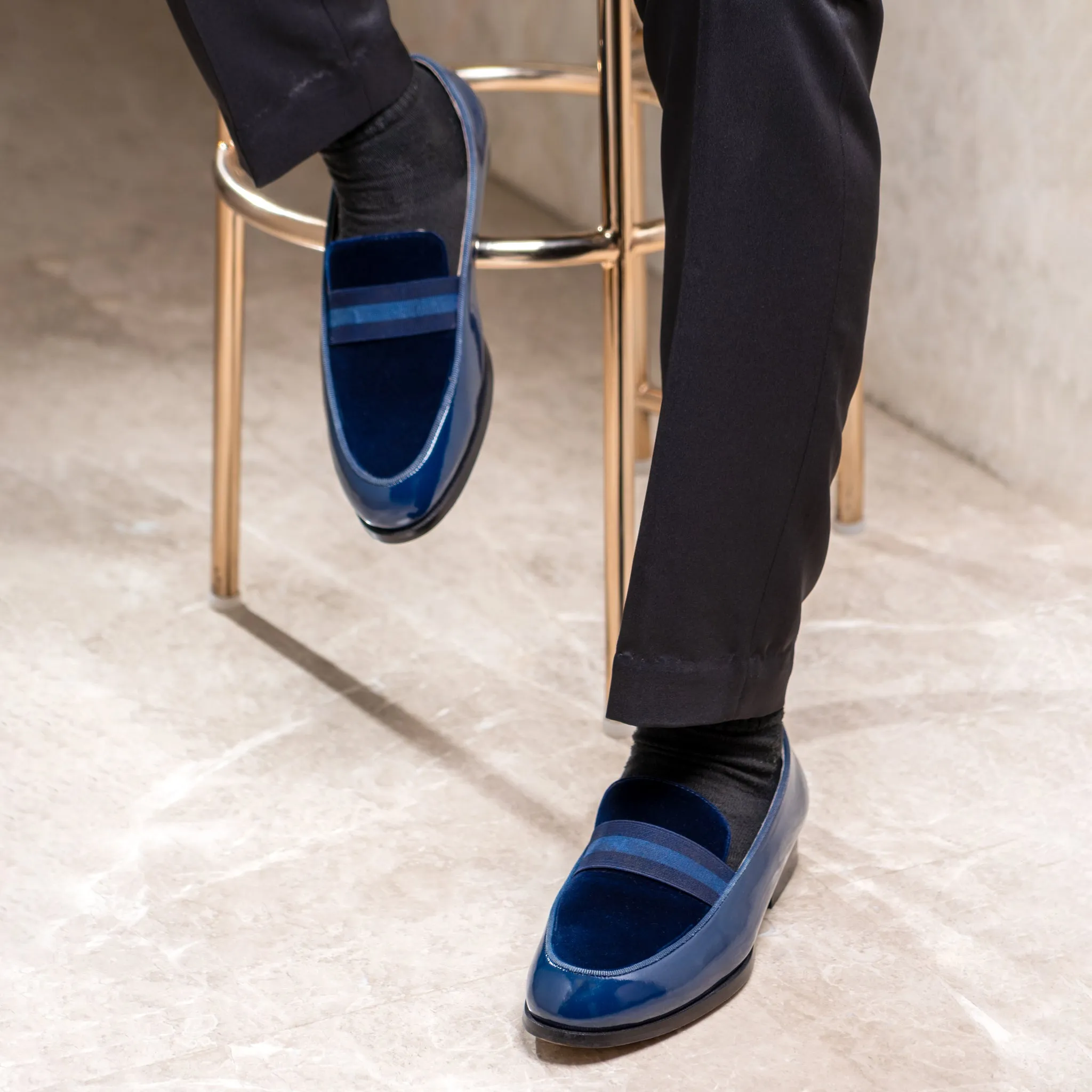 PATENT SLIP-ONS-BLUE