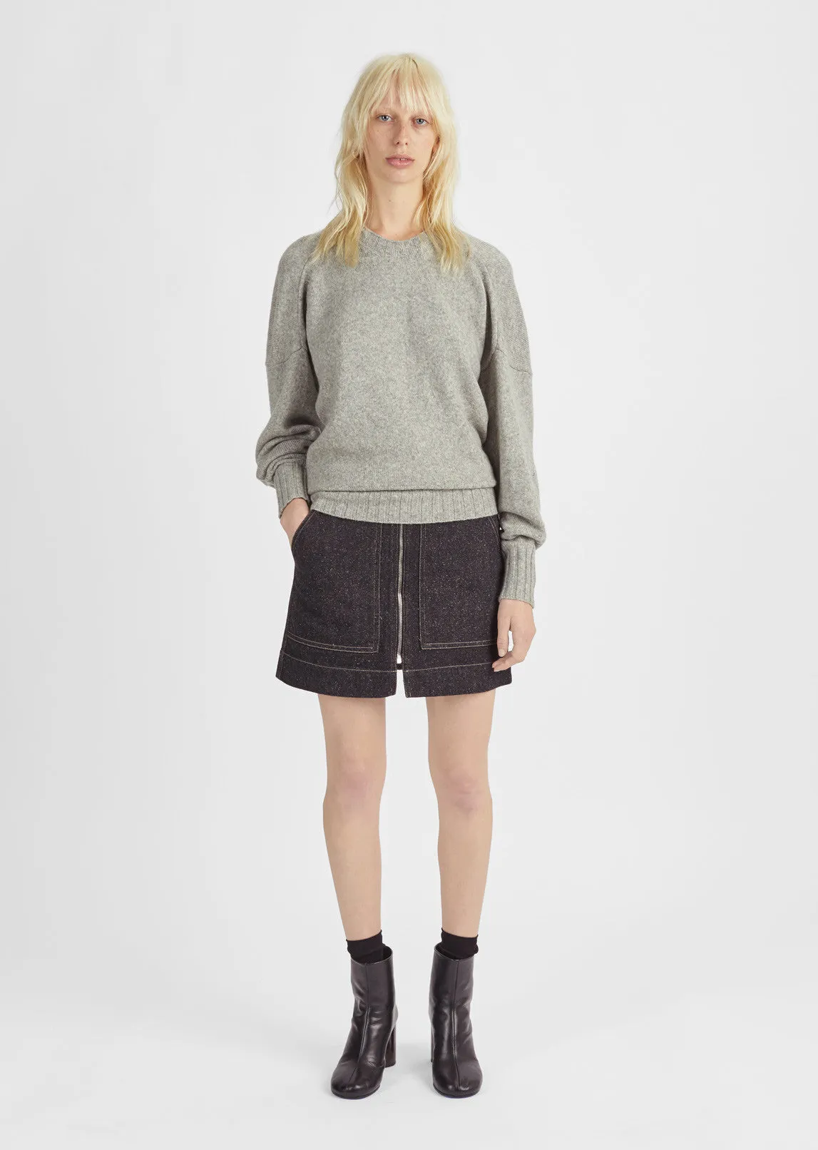 Pintucked Crewneck Sweater