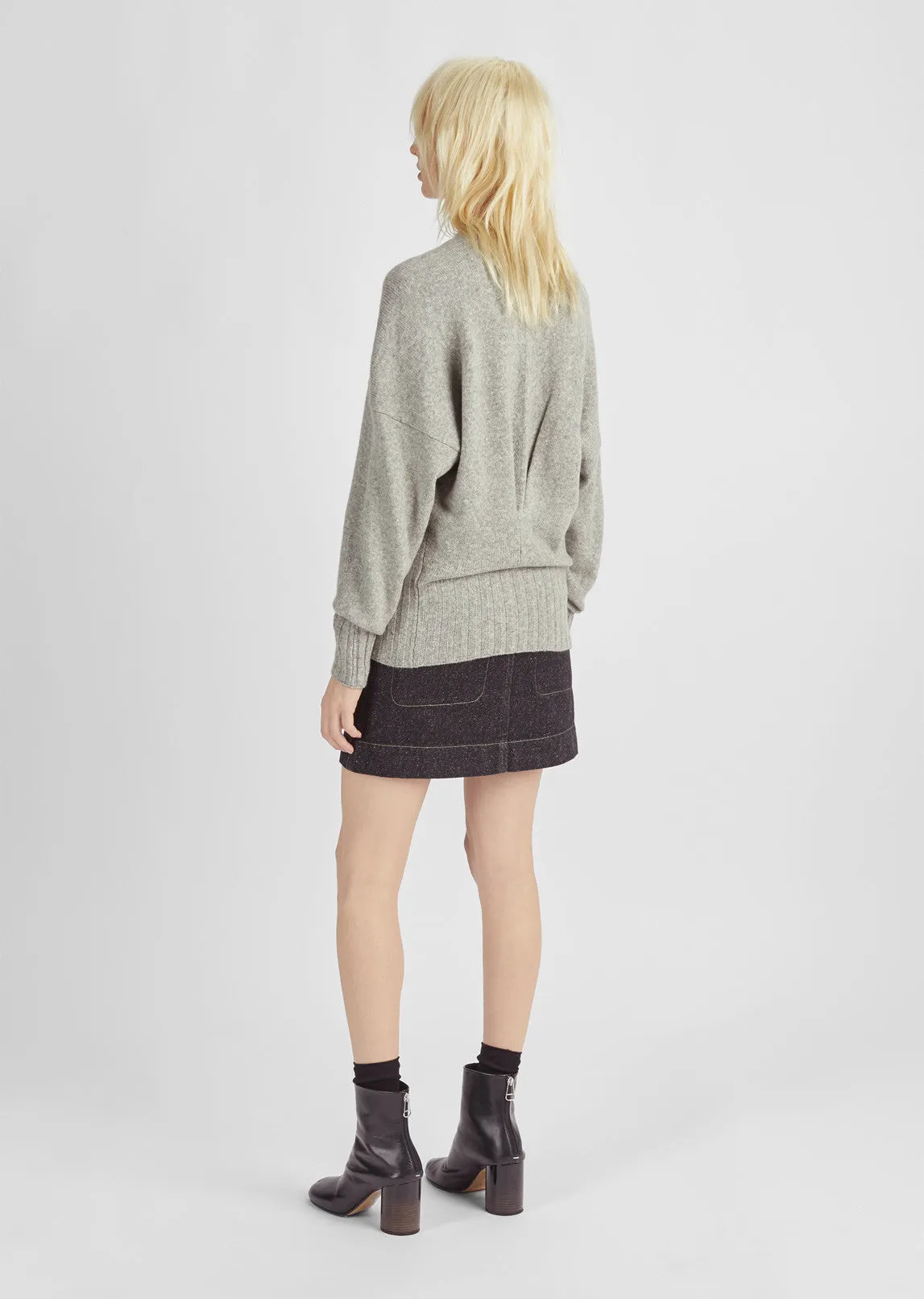 Pintucked Crewneck Sweater