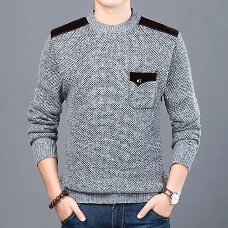 Pullover Slim Fit  Knitwear O-Neck Style Casual Long Sleeve Shirt