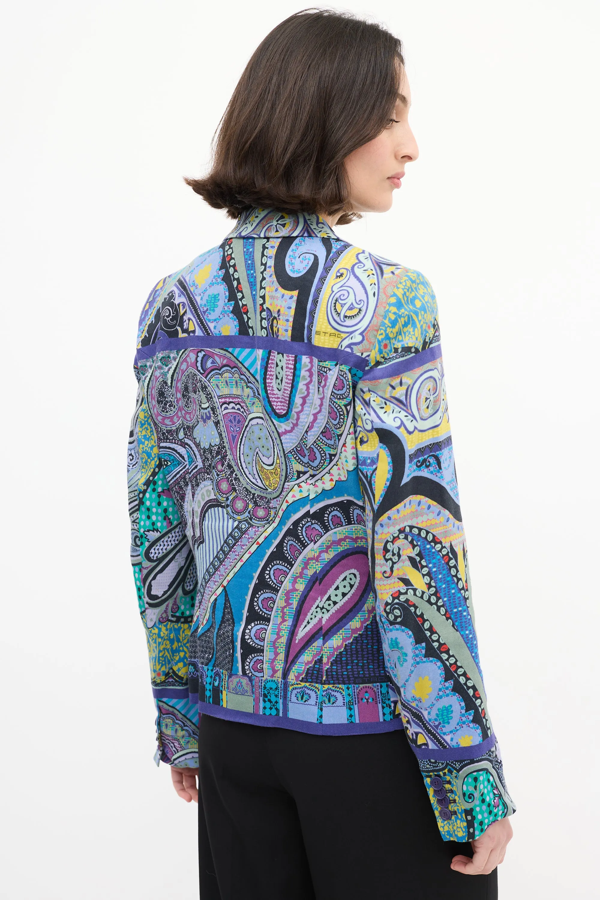Purple & Multi Linen Paisley Blazer