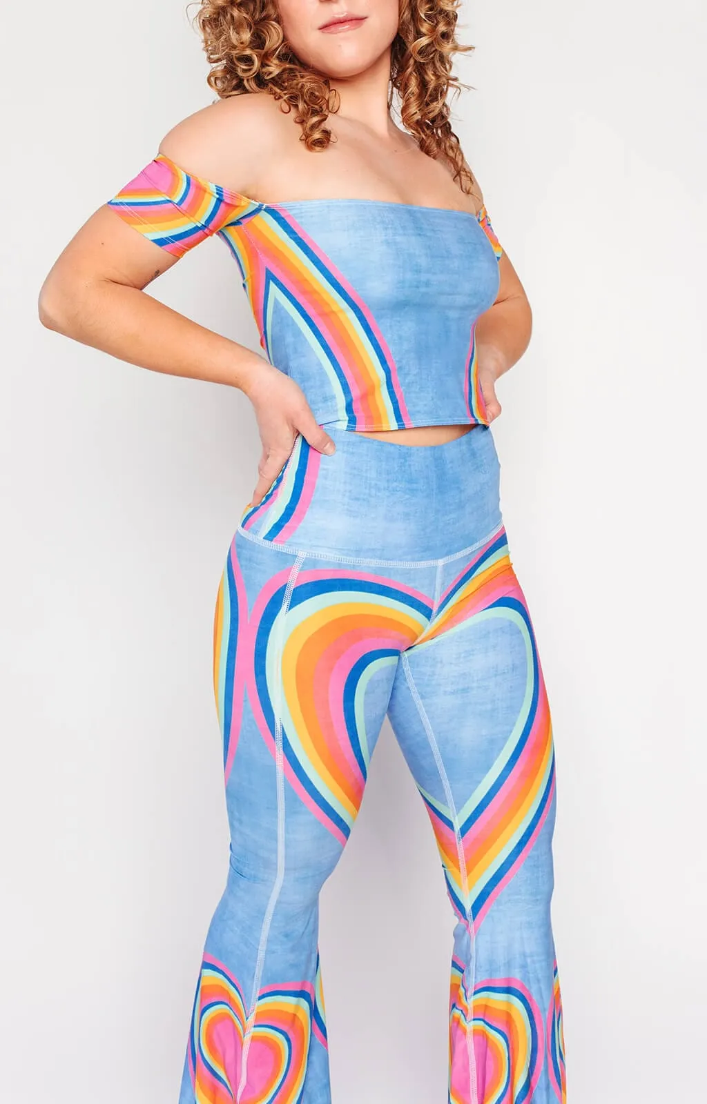 Rainbow Love Printed Bell Bottoms