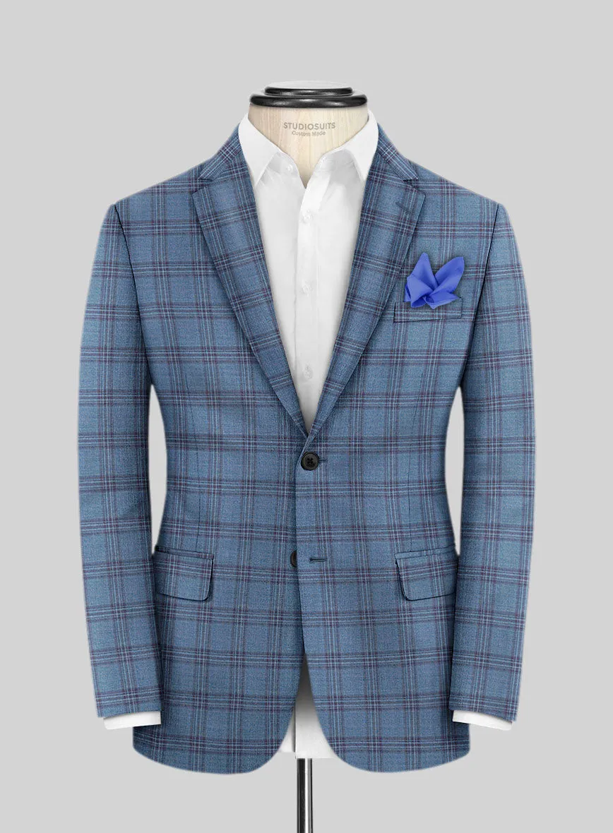 Reda Dusk Blue Checks Wool Suit