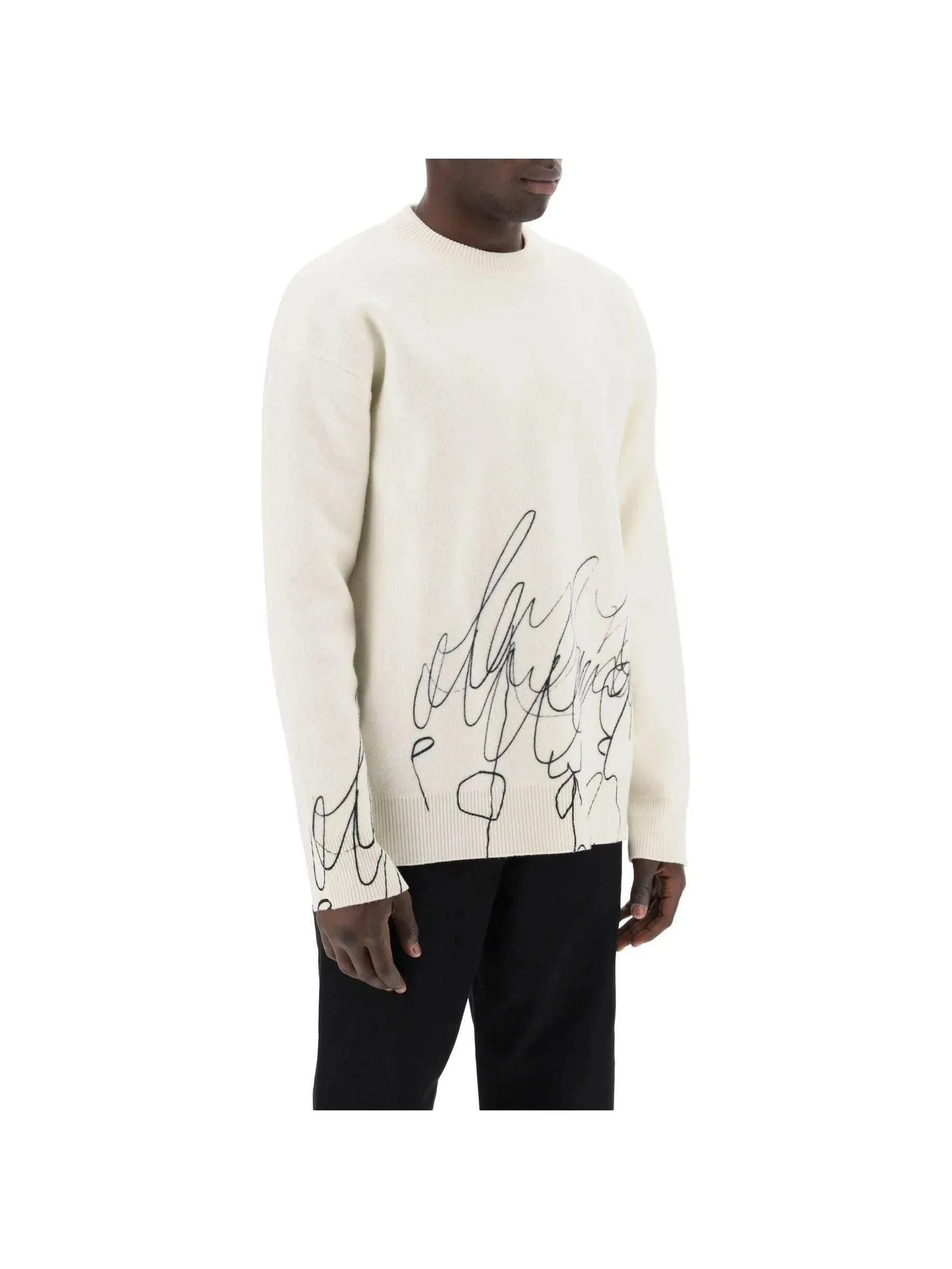 Scribble Print Wool Sweater