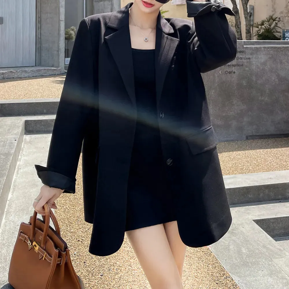 Split Blazer For Women Notched Collar Long Sleeve Solid Minimalist Casual Blazers Female Autumn Clothing Style