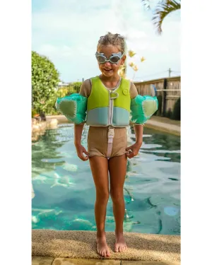 Sunnylife Salty the Shark Swim Vest 3-6 Aqua Neon Yellow