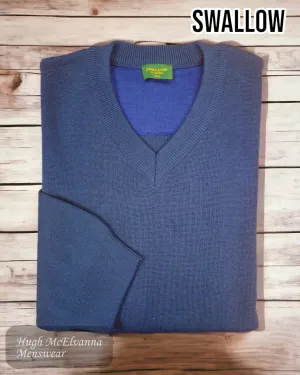 Swallow King Size Blue V-Neck Pullover