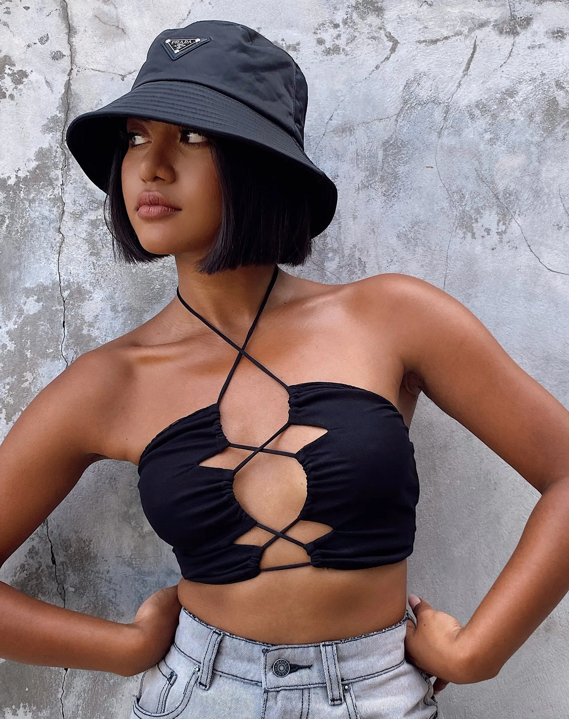 Taka Crop Top in Mesh Black