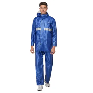 THE CLOWNFISH Rain Coat for Men Waterproof for Bike Raincoat for Men with Hood PVC Material. Set of Top and Bottom. Azure Pro Series (Sky Blue, X-Large)