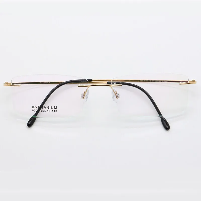 Unisex Rimless Titanium Frame Eyeglasses Customizable Lenses 9007