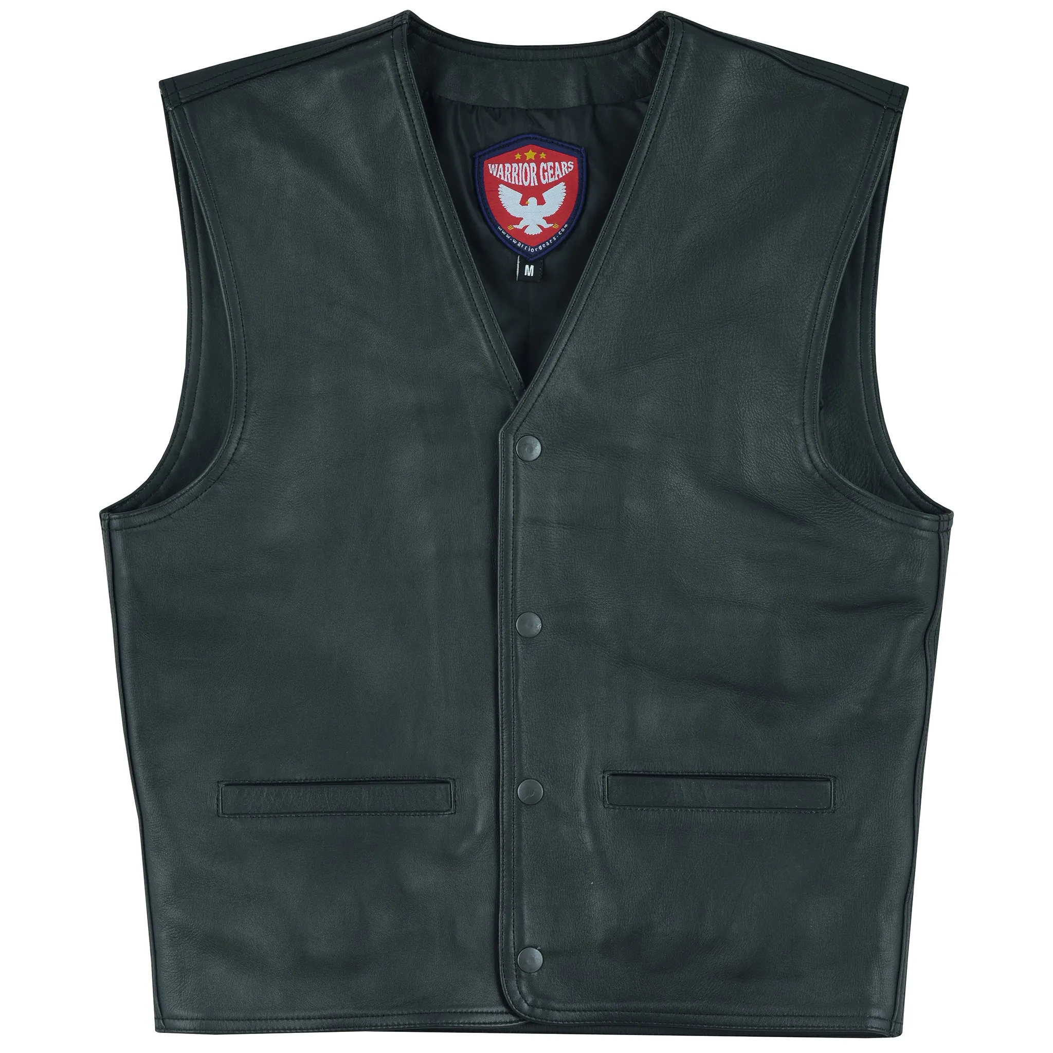 Warrior Gears  PREMIUM 1.1MM COWHIDE Genuine Leather Motorcycle Leather Vest | Genuine Leather Climax Lined Biker Waistcoat