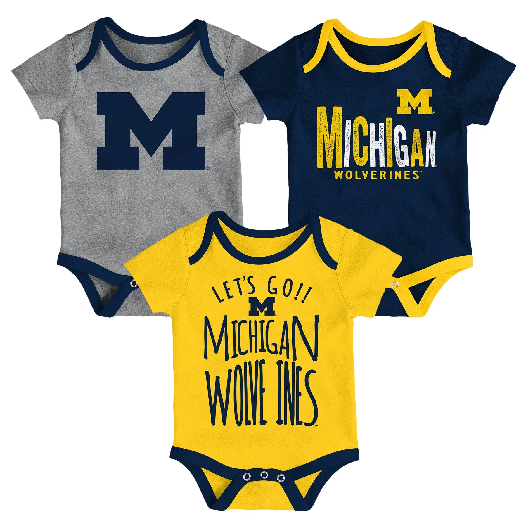 Wolverines Let's Go 3-Pack Bodysuit Set