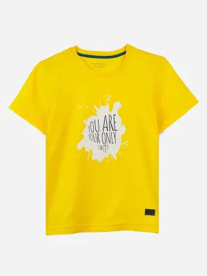 Yellow Graphic Printed Casual T-Shirt